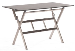 Klapptisch "Base" Edelstahl Scherengestell mit Tischplattenrahmen, Tischplatte Compact HPL "Keramikoptik" ca. 120x68 cm von SonnenPartner