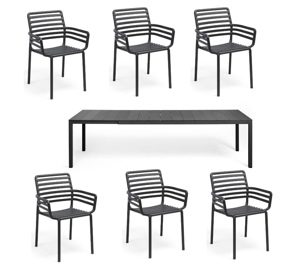 Nardi Doga Dining Tischset + Rio Ausziehtisch 140-210 cm