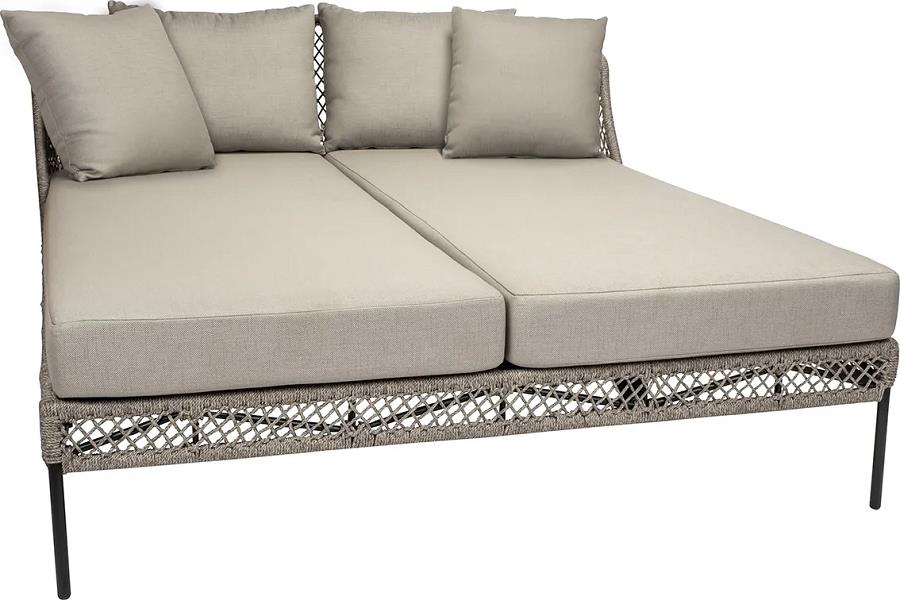 Stern Doppelliege Odea Aluminium schwarz matt Kordel salt und Kissen cream