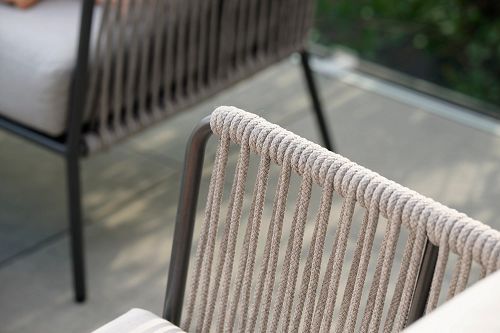 Stern Marla Lounge-Sessel Aluminium anthrazit Kordel salt Kissen 100% Polyacryl graubraun