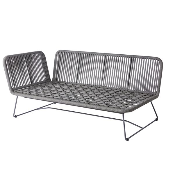 Diamond Garden Milos Modulgruppe lange Ecke links/Dark Grey/Rope-Dunkelgrau/Edelstahl