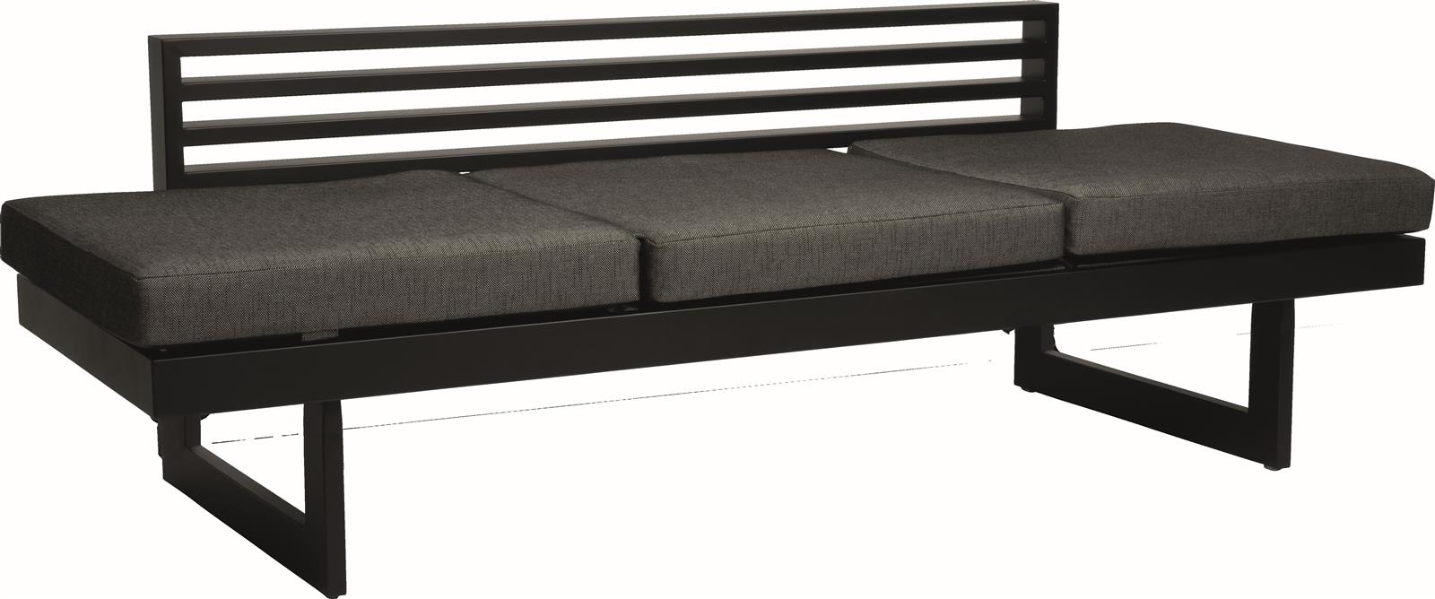 Stern New Holly Dining-Bank/Liege Set Alu schwarz/seindenschwarz 7-teilig