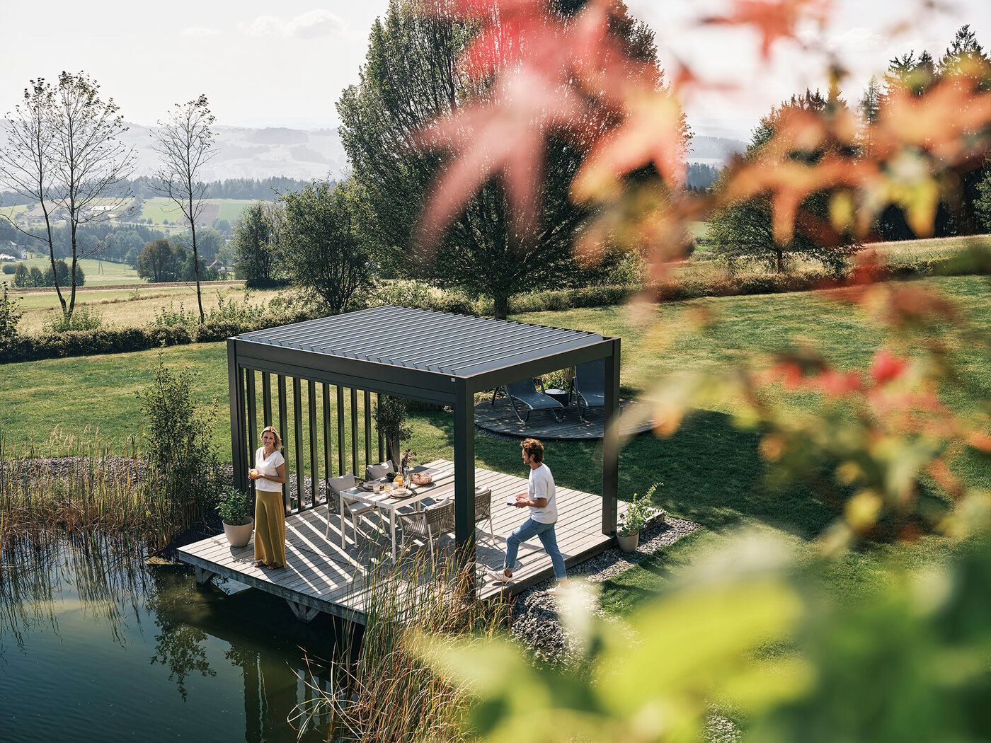 Biohort Pergola Seitenlamellen mit Abschlussblene weiss für 2 m Seite