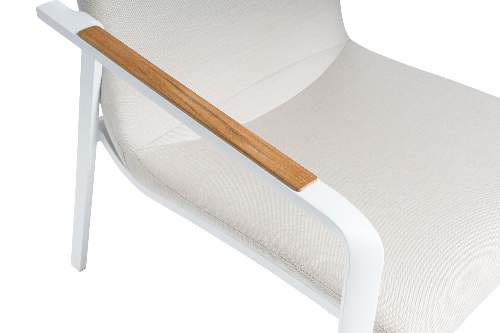 Kettler DIAMOND Loungesessel weiß matt/ natte Linen chalk/Teakholz