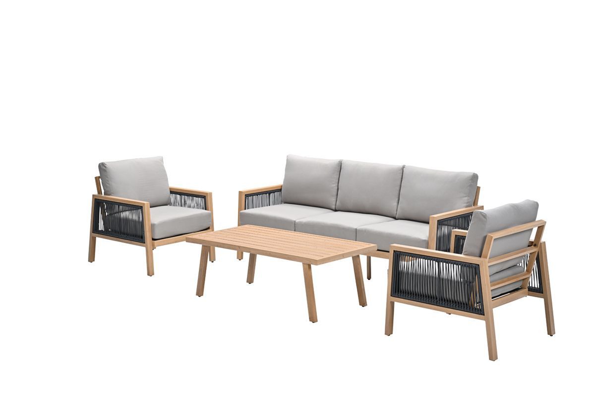 GARDEN Impressions Decala Loungeset 4-tlgalu hell Teaklook/des. Taupe