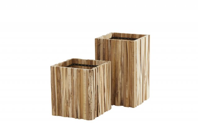 4Seasons Outdoor Pflanzenkübel quadratisch Miguel klein, Teak 45 x 45 cm (H 50 cm)