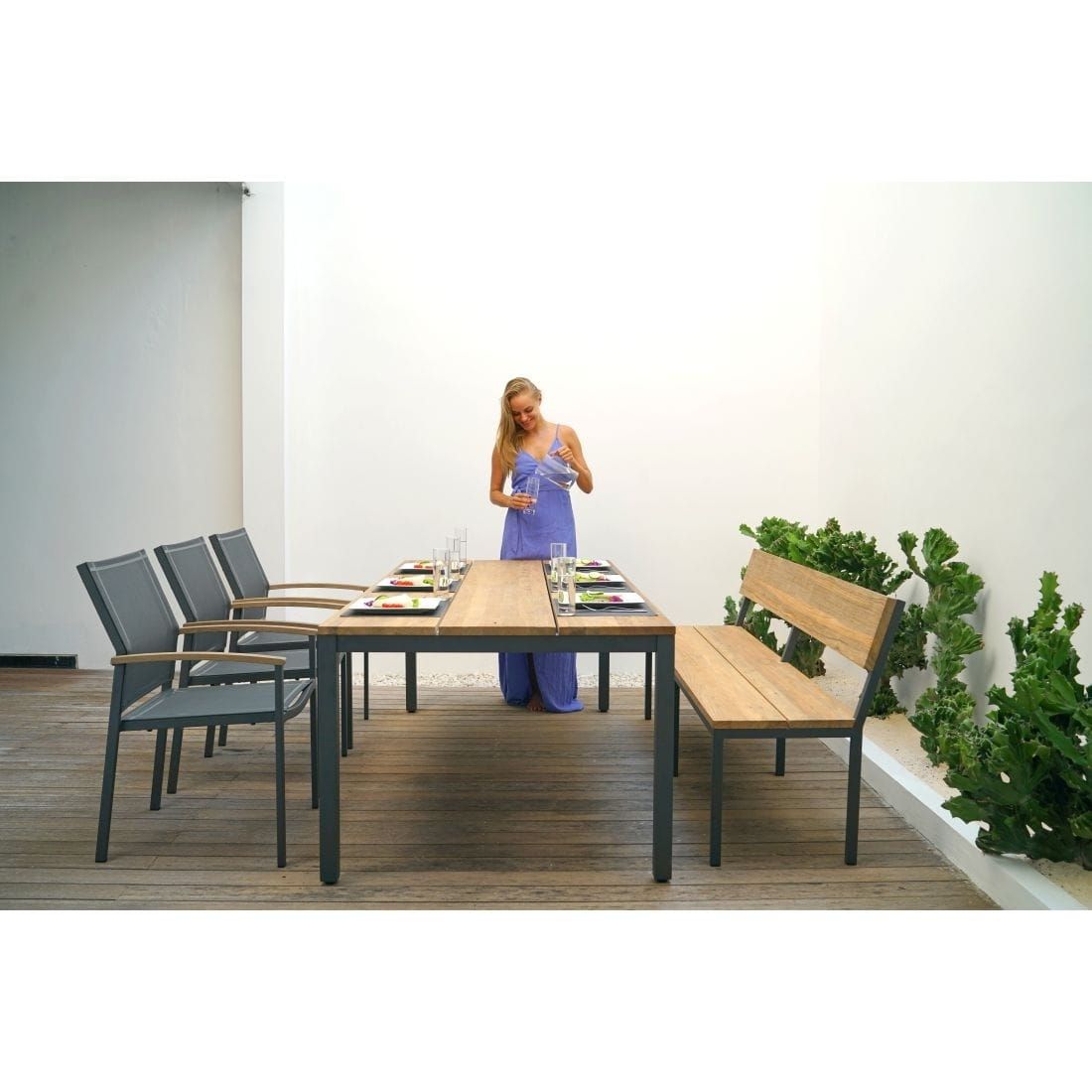 Zebra Alex Tisch Gruppe Aluminium/Teak 180 x 100 cm 5 teilig