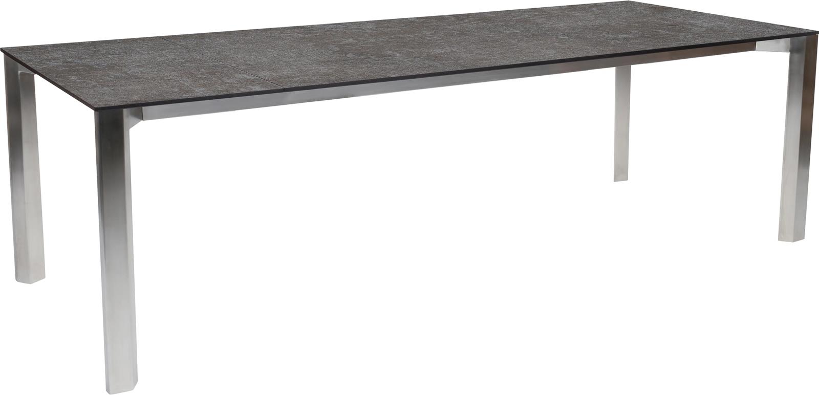 Stern Ausziehtisch Penta 200(250)x100 cm Edelstahl  mit Tischplatte Silverstar Metallic grau