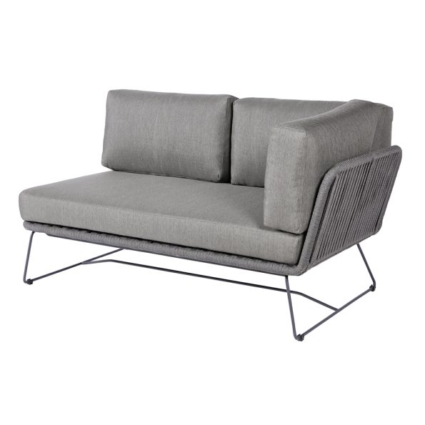 Diamond Garden Milos Modulgruppe lange Ecke rechts/Dark Grey/Rope-Dunkelgrau/Edelstahl