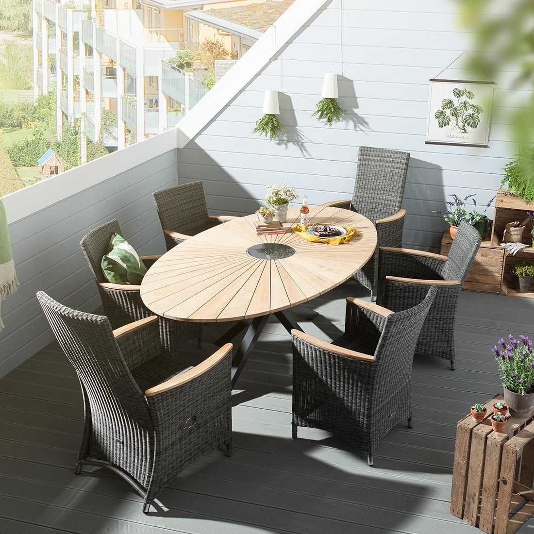 Zebra Status Diningsessel Geflecht grau-schwarz