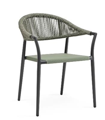 SUNS Matera Dining Sessel Aluminiumgestell Matt royal grau Rope Forest Grün
