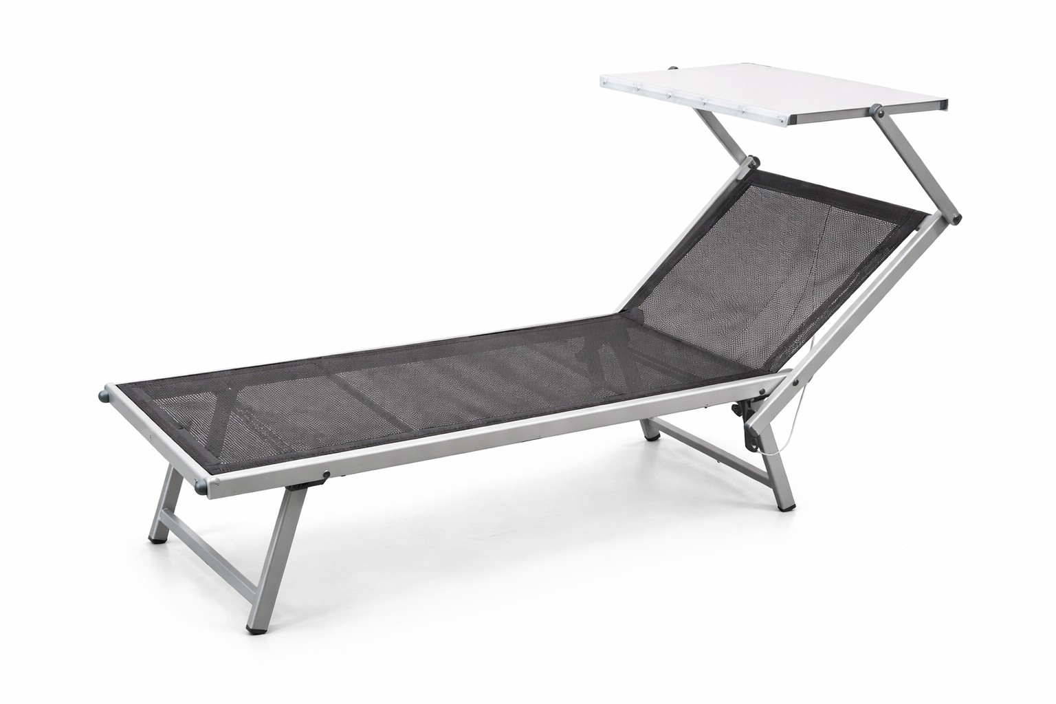 Ramberti Strandliege Bibione Silber/Titan mit Sonnendach