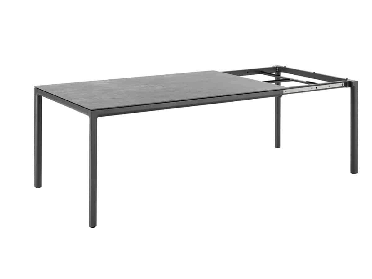 Solpuri SOFT Ausziehtisch 160 / 220 x 100 cm Alu anthrazit Keramik Standard - cement anthracite