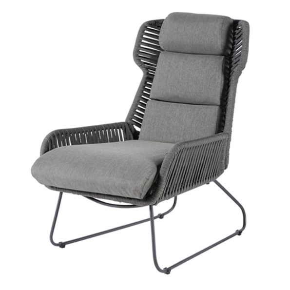 Diamond Garden Naxos Relax Sessel Dark Grey/Rope-Dunkelgrau/Edelstahl Dunkelgrau