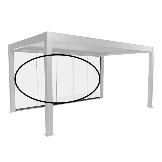 Biohort Pergola Glasschiebewand Klarglas weiss für 3 m Seite