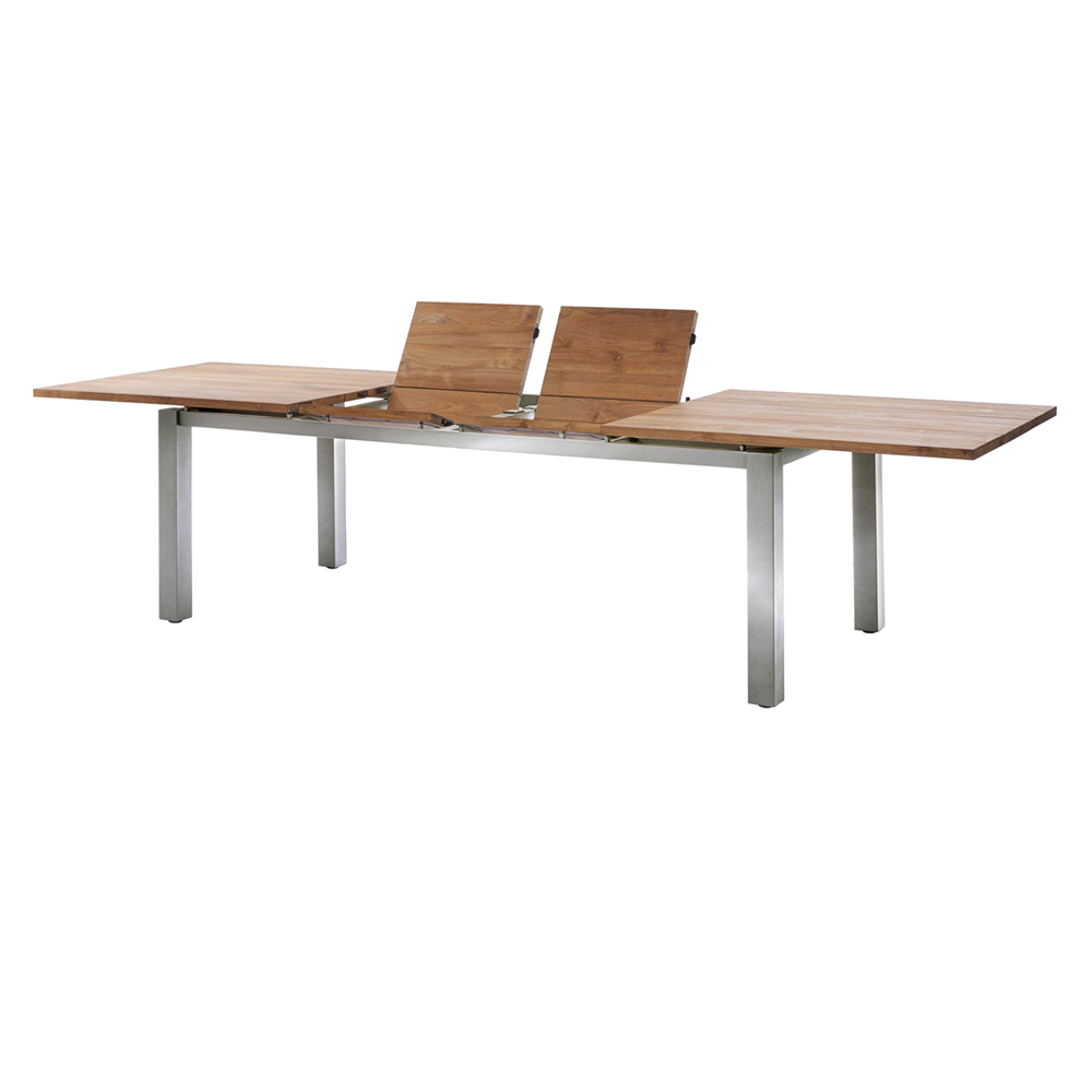 Diamond Garden Levanto Ausziehtisch 220–320×100 cm - 3 Planken / Edelstahl/Recycled Teak Natur
