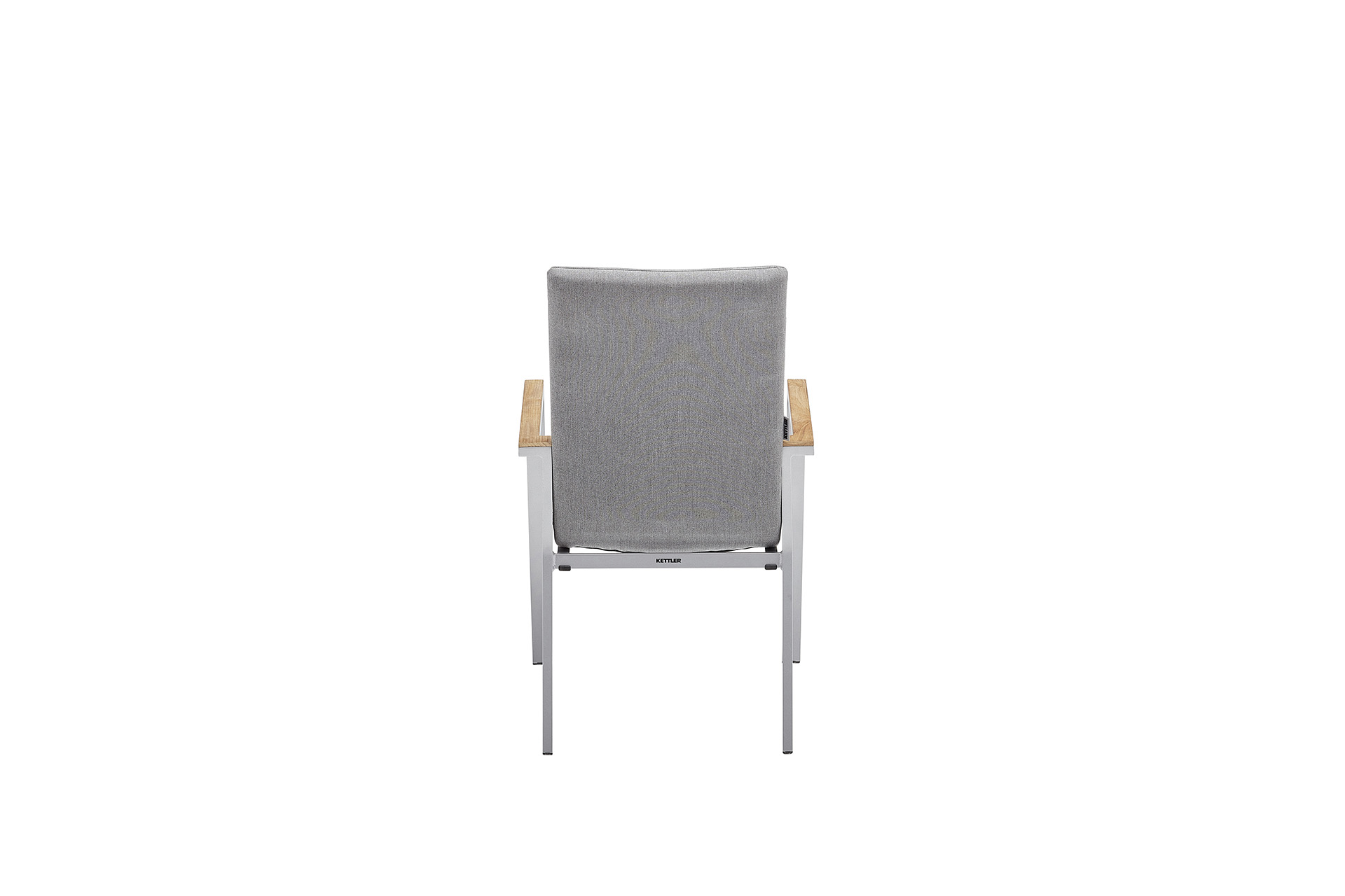 KETTLER RASMUS Stapelsessel mit hoher Rückenlehne, Armlehne Teak, silber/ flanelle, Aluminium/Outdoor-Stoff