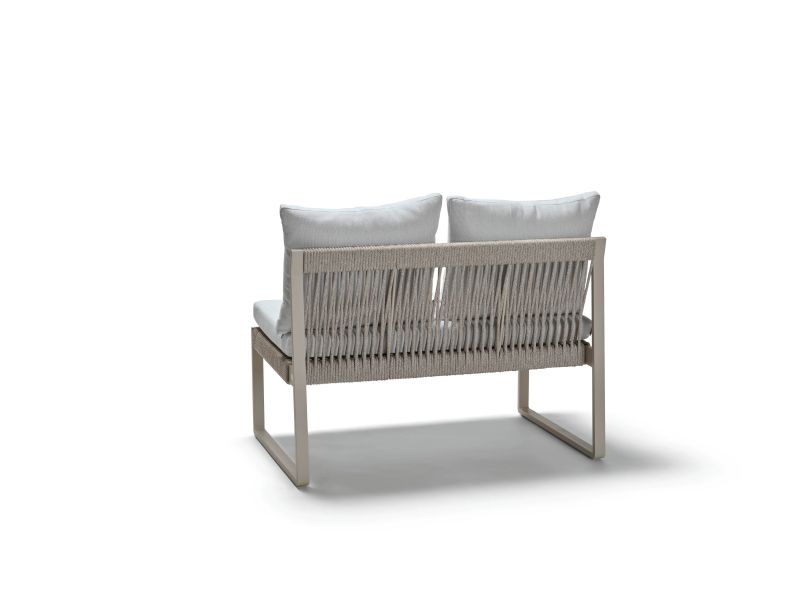 Stern Bank 2-Sitzer Tammo Aluminium/Kordel greige Kissenset 100% Polyacryl perlgrau