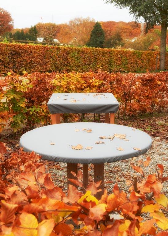 Traditional Teak Abdeckhaube runder Tisch Ø 130 cm grau