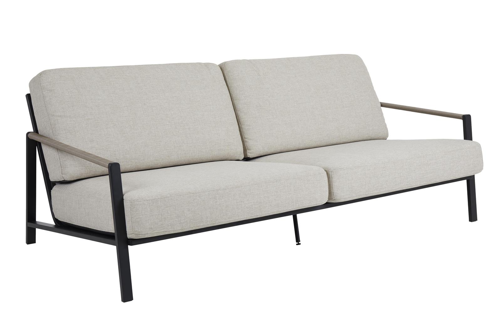 Brafab Lyra Sofa 2,5-Sitzer schwarz/sand mit Kissen
