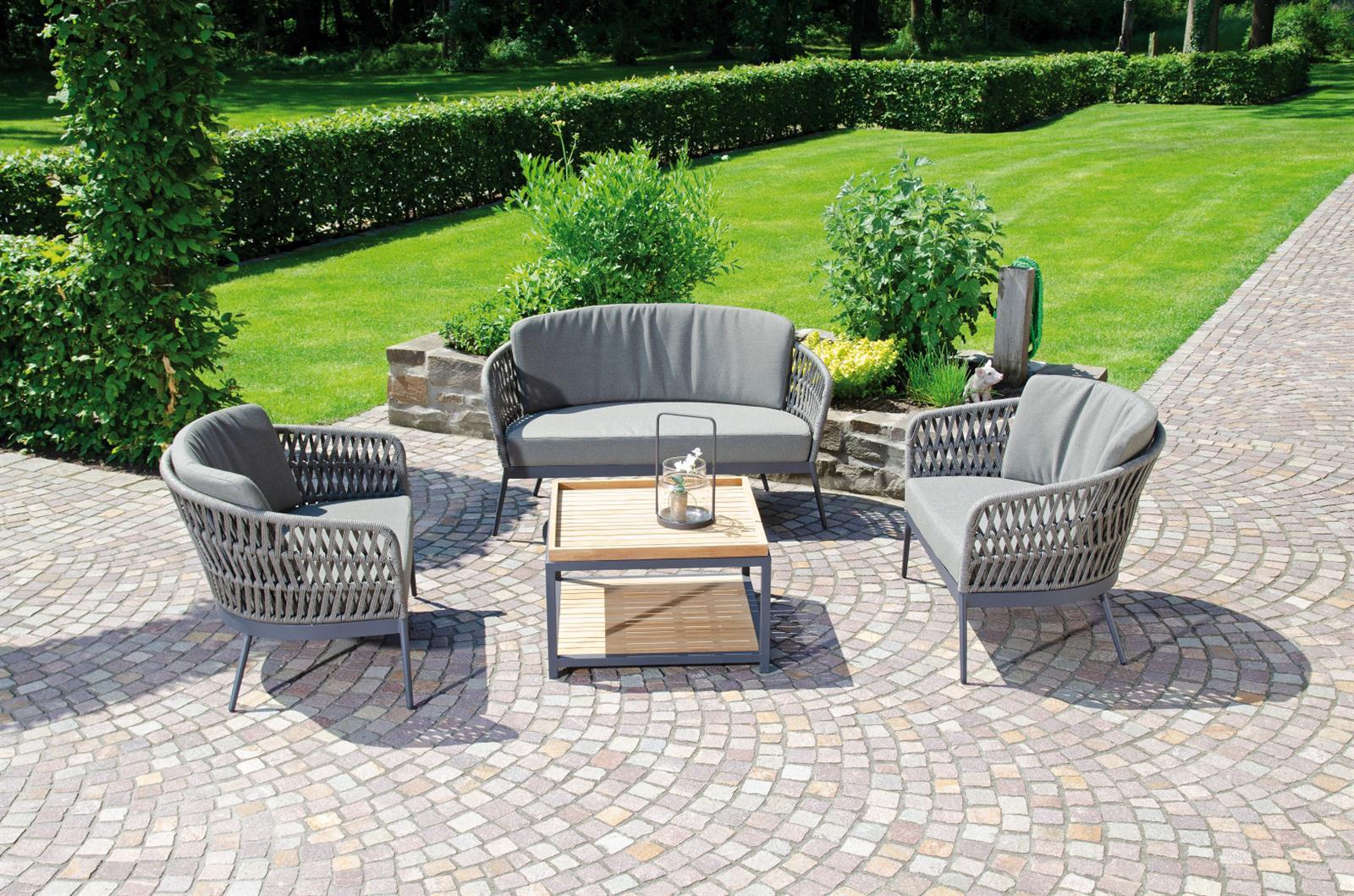 SonnenPartner ADVOKAT Sofa Alu/Polyrope grau inkl. Kissen