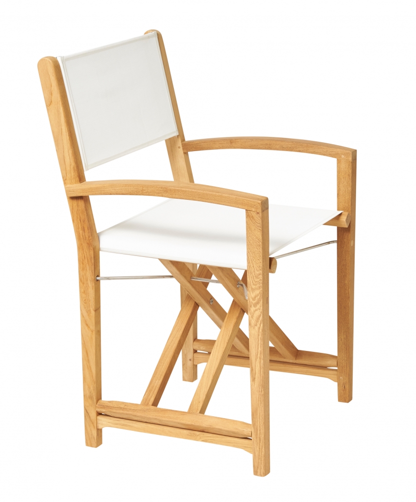 Traditional Teak Director chair Kate klappbar weiß Teakholz-Batyline