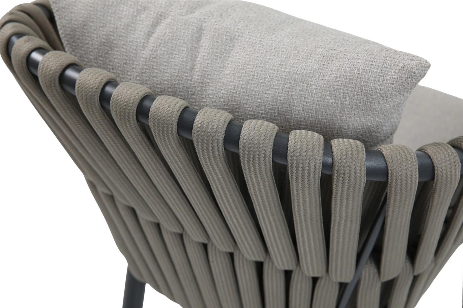 Armstuhl Nizza Aluminium/Textilschnüre anthrazit/taupe