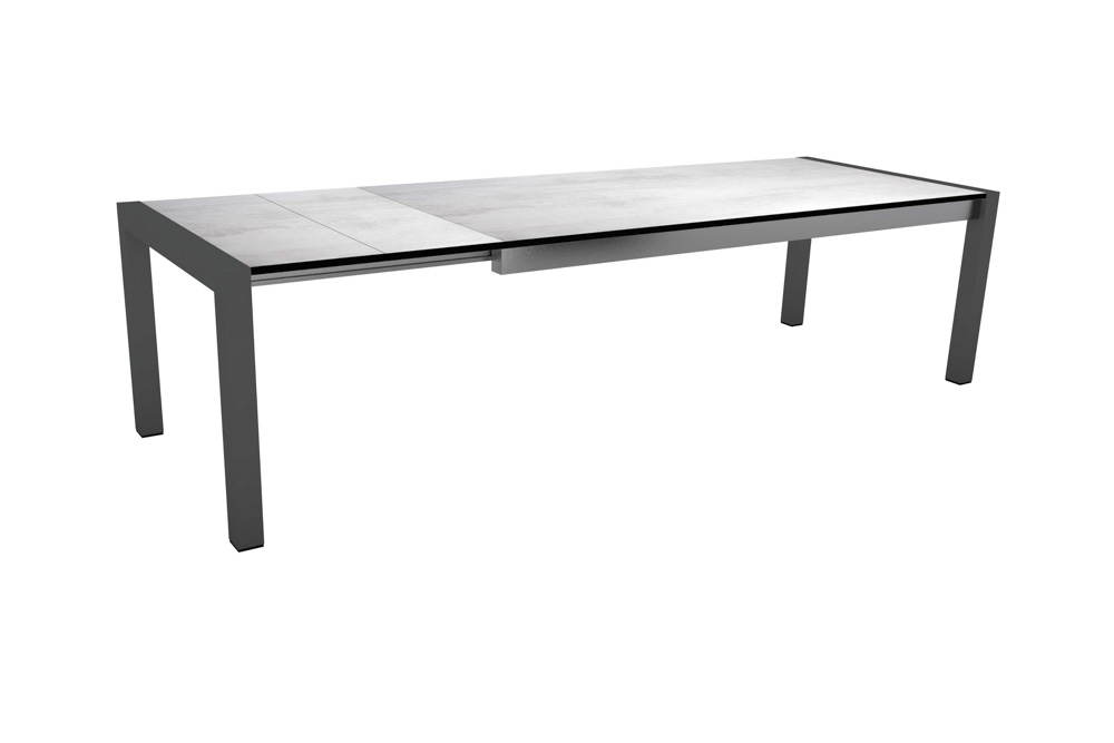 Stern Ausziehtisch 160/210x90 cm Aluminium schwarz matt/Tischplatte Silverstar Vintage stone