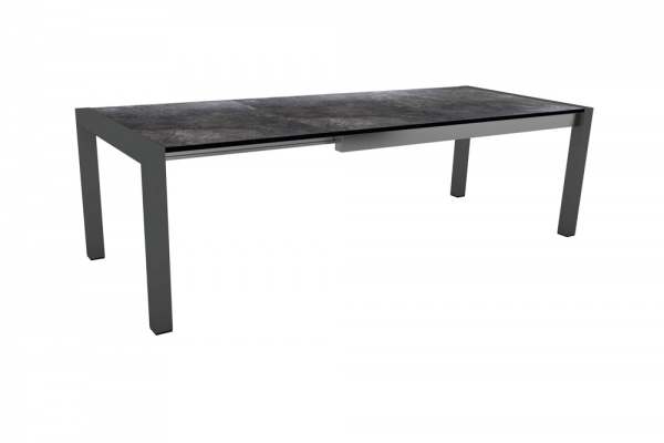 Stern Ausziehtisch 160/210x90 cm Aluminium schwarz matt/Tischplatte Silverstar Dark Marble