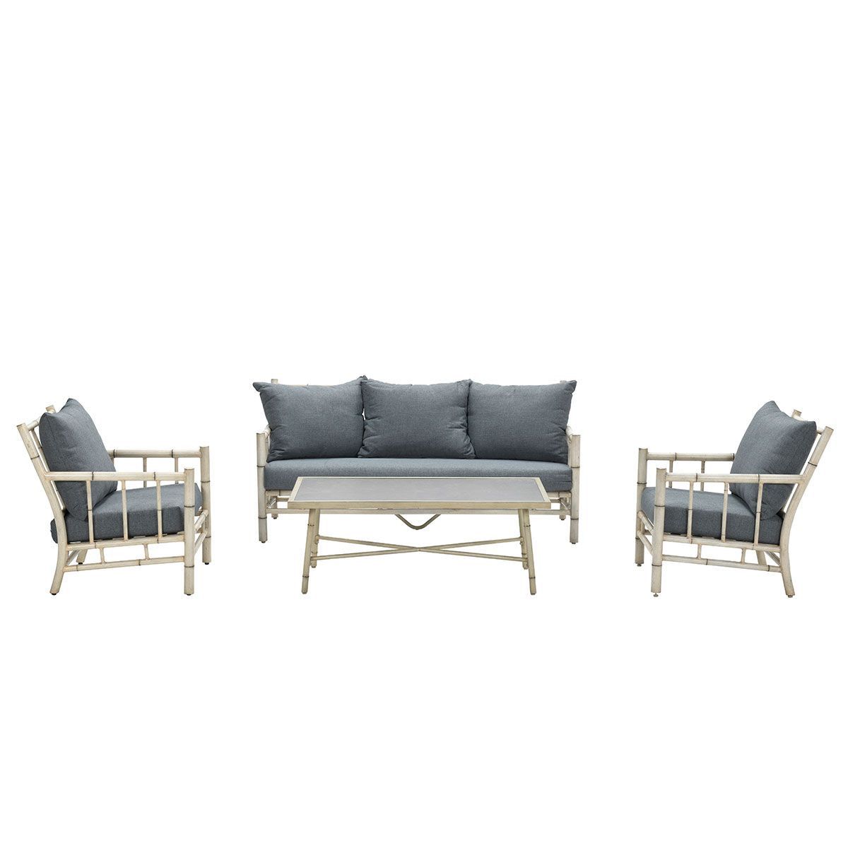 GARDEN Impressions Lombok Lounge Set 4-tlg. Alu Bamboo/mystic grey