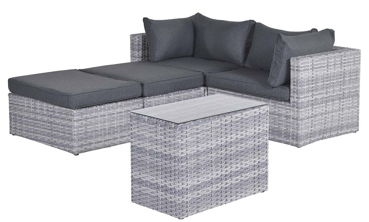 GARDEN Impressions Garda Balkonlounge 5-tlg. cloudy grey L-shape/reflex  black