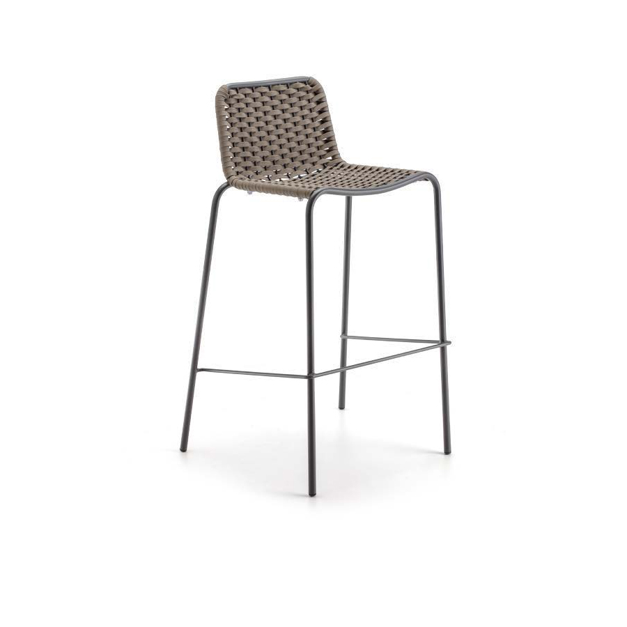 Grattoni Cannes Barsessel Stahl Anthrazit/Braun