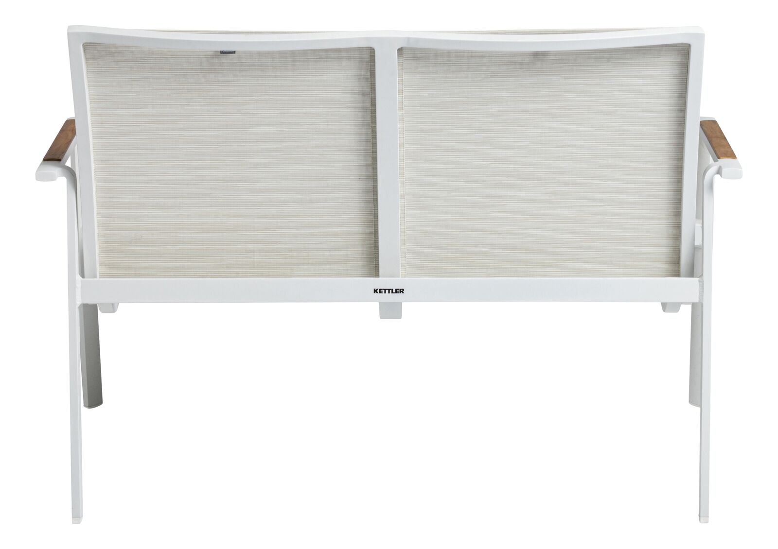 Kettler DIAMOND Lounge 2er Bank weiß matt / natte linen chalk Armlehne Teak