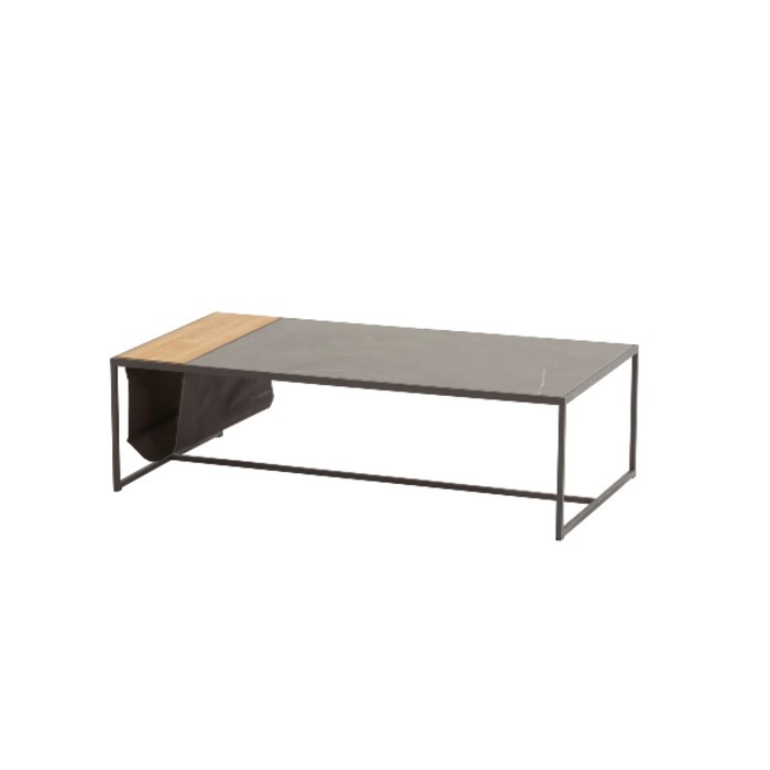 4 Seasons Outdoor Atlas Kaffetisch 122 x 62 x 35 cm. Keramik Marmor-Optik / Teak Einsatz
