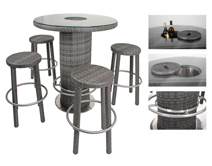Polyrattan Barset Garden grau 5 teilig
