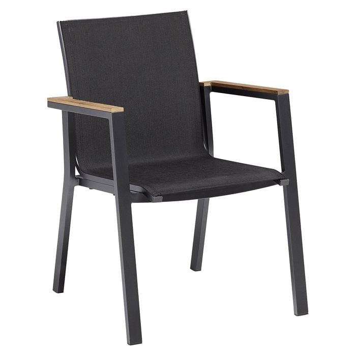 KETTLER RASMUS Stapelsessel mit Armlehne Teak Alu anthrazit/ Textilene charcoa