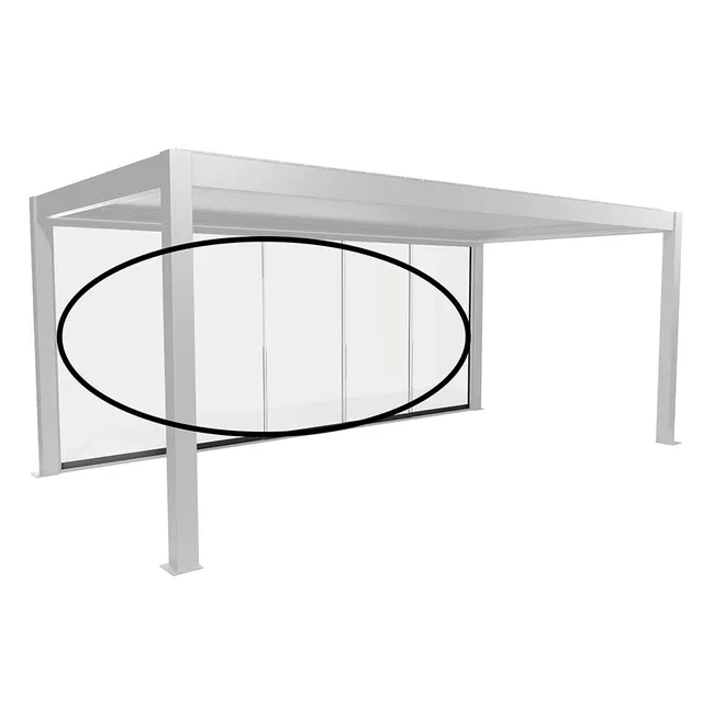 Biohort Pergola Glasschiebewand Klarglas weiss für 3 m Seite