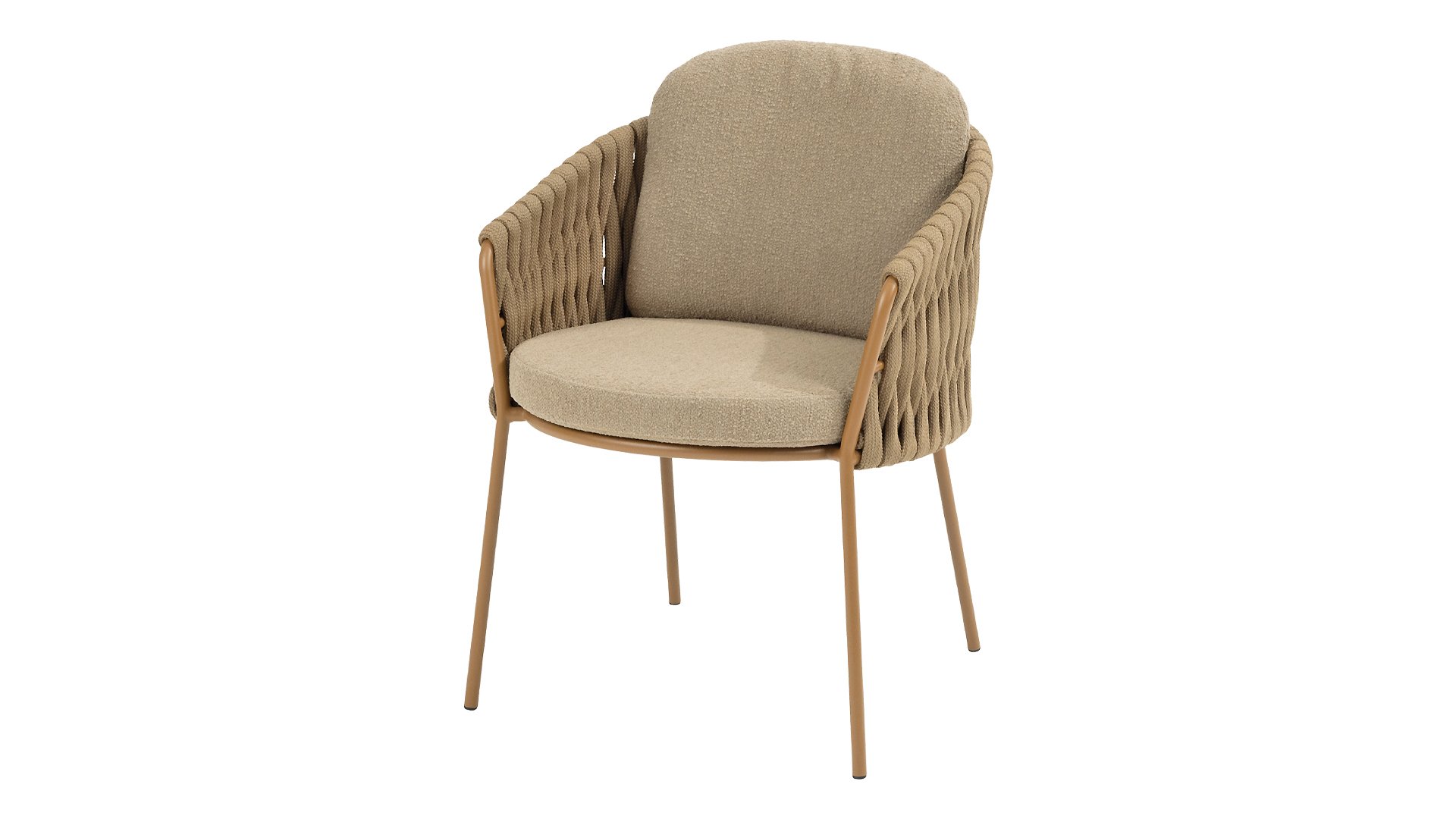 4 Seasons Outdoor Molina Dining Sessel mit 2 Kissen Boucle Amber/Braun