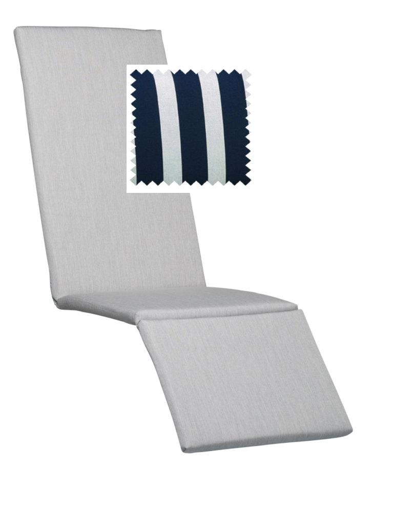 KETTtex KTH 3 mit Steg und Doppelkeder Auflage Relaxliege 175x50x9 cm blau gestreift/Rückseite uni blau