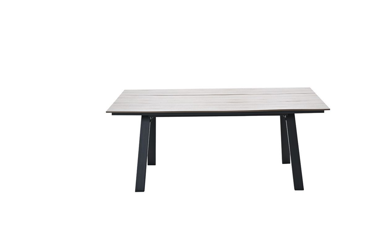 GARDEN Impressions Nevada dining Tisch 205x100c. black/ hell Teak imowood