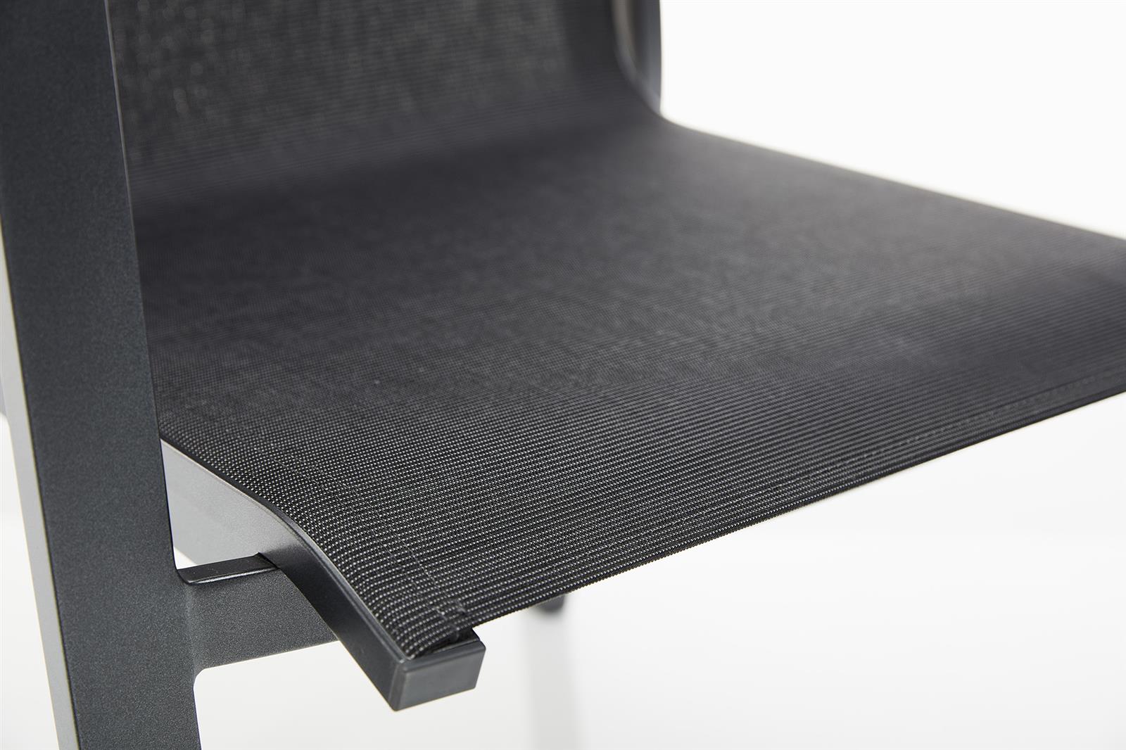 KETTLER RASMUS Stapelsessel mit hoher Rückenlehne, Armlehne Teak, anthrazit/ charcoal, Aluminium/Outdoorgewebe