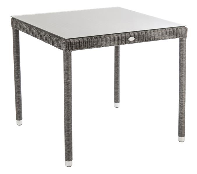 Alexander Rose Esstisch 0,8m x 0,8m mit Glasplatte