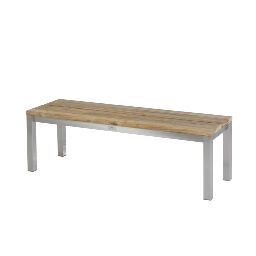 Diamond Garden Piero Bank 140 cm / Edelstahl/Recycled Teak Natur breite Lamellen