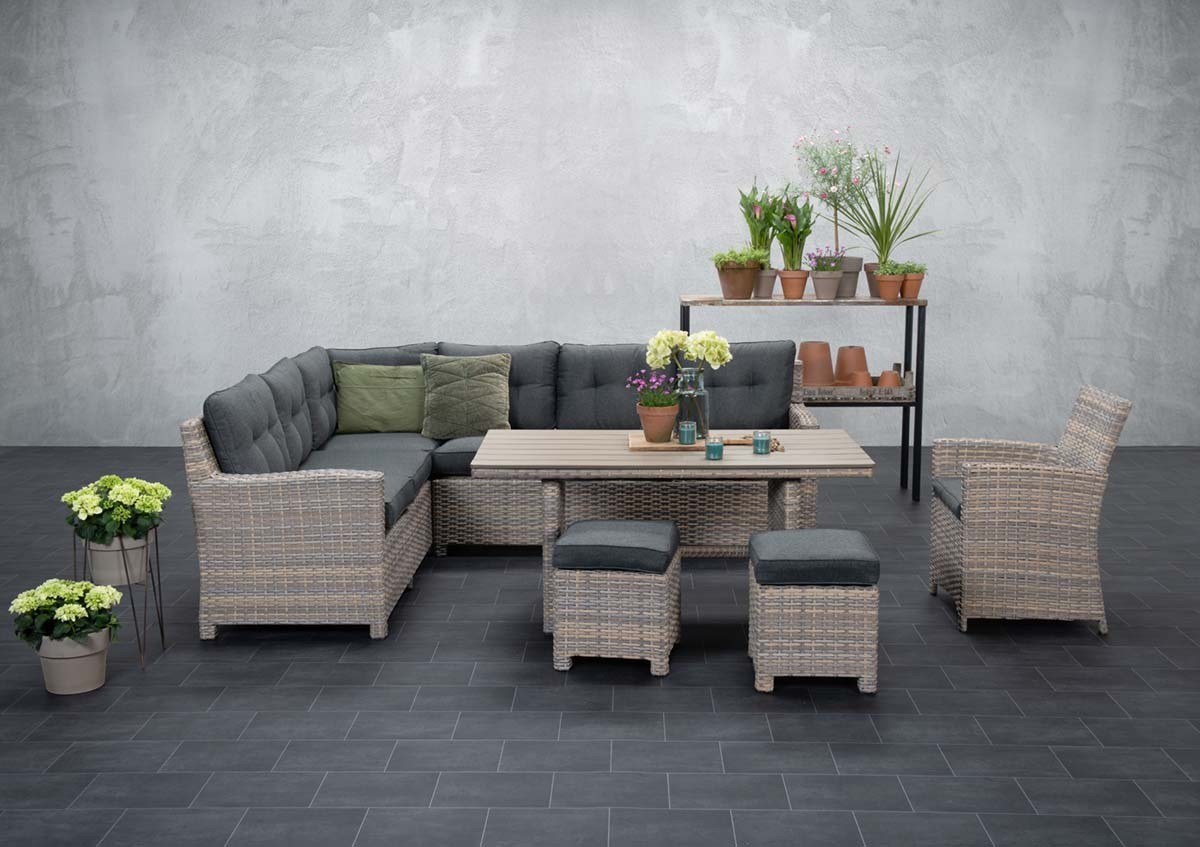 GARDEN Impressions Seagull L/D set 5-tlg links vintage willow L-shape/ reflex bl