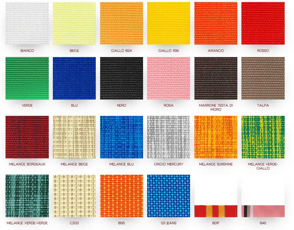 Original italienische Strandliege Rio mit Sonnendach schwarz orange