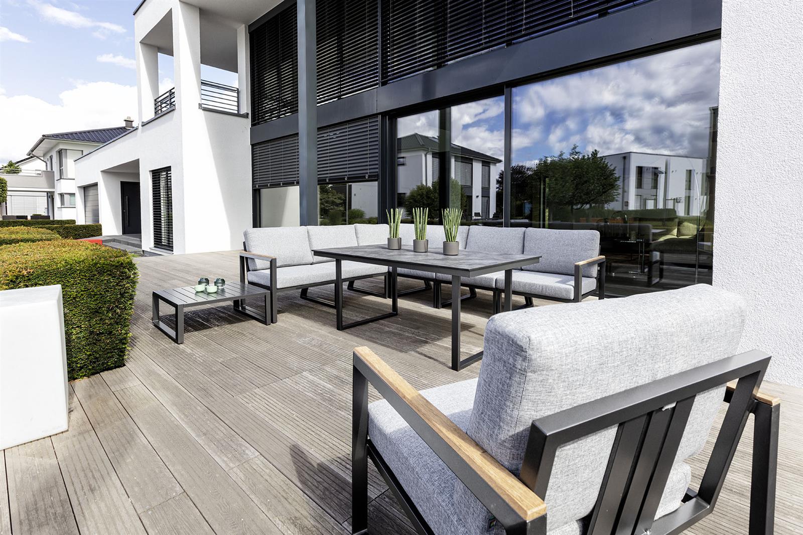 KETTLER OCEAN SKID MODULAR Set anthrazit mit Aluminium Armlehne mit Keramik Tischplatte