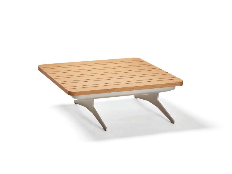 Stern Beistelltisch Enya Aluminium greige Teakrahmen FSC®-zertifiziert mit Tischplatte Teak FSC®-zertifiziert