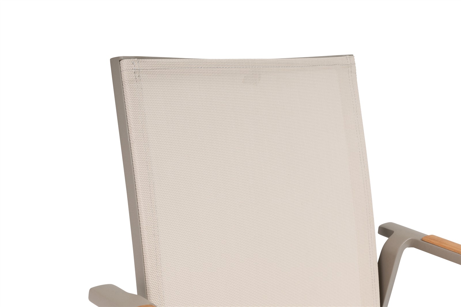 KETTLER DIAMOND Stapelsessel Textilene, Armlehnen Teakholz taupe/Stucco beige