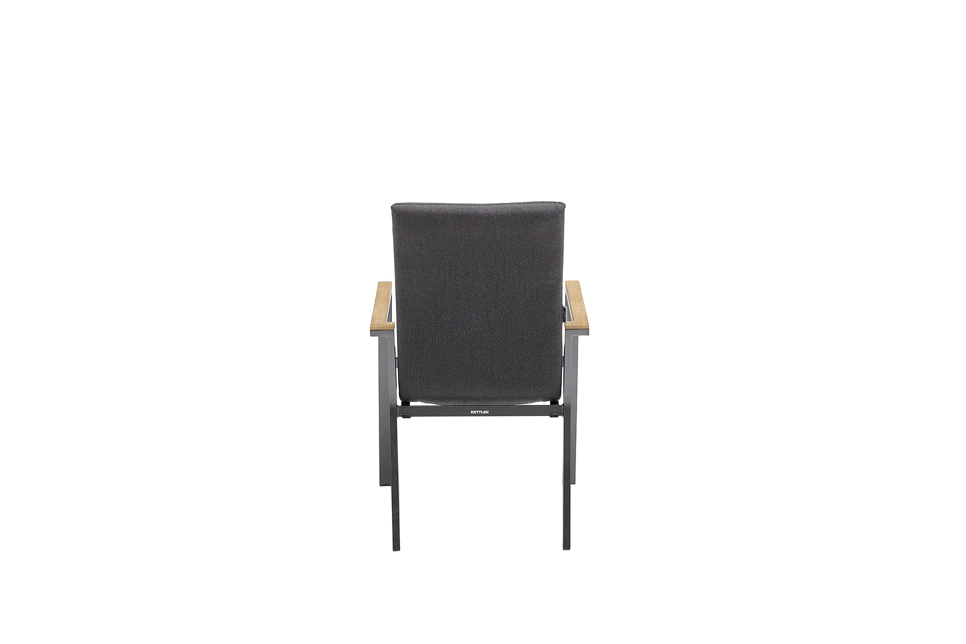 KETTLER RASMUS Stapelsessel mit hoher Rückenlehne, Armlehne Teak, anthrazit/ sooty, Aluminium/Outdoor-Stoff