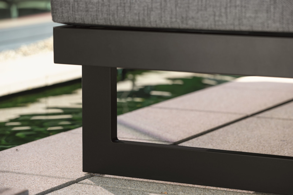 Stern New Holly Dining-Bank/Liege Set Alu schwarz/seindenschwarz 7-teilig